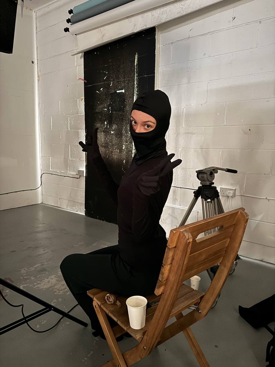 Dariia Chervoniak on set of The Shadow